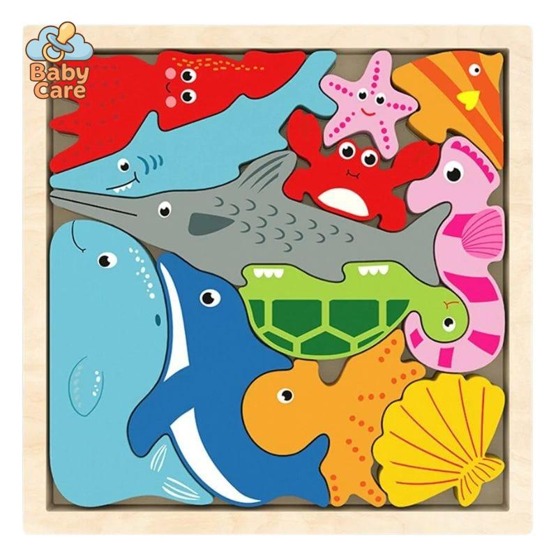 Puzzle en bois et jouets à empiler - packaging du produit