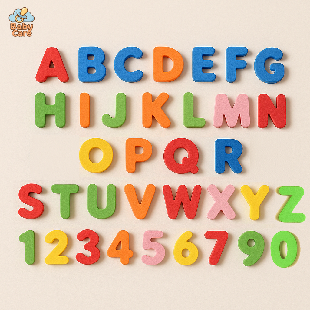 36 Lettres et Chiffres en Mousse pour le Bain - vue de face