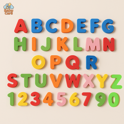 36 Lettres et Chiffres en Mousse pour le Bain - vue de face