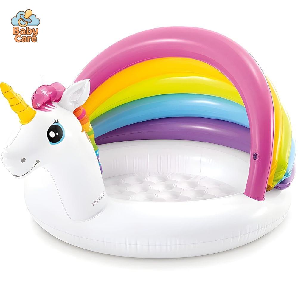 Piscine bébé et enfant gonflable licorne - vue de profil