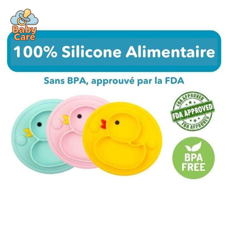 Coffret Repas Bébé en Silicone Canard |  Baby Care - détail du produit