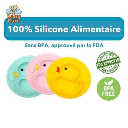 Coffret Repas Bébé en Silicone Canard |  Baby Care - détail du produit