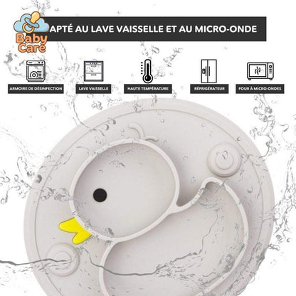 Coffret Repas Bébé en Silicone Canard |  Baby Care - zoom sur la matière