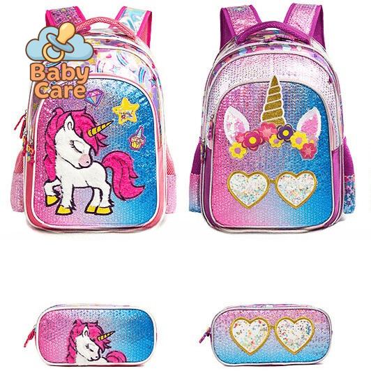 Cartable licorne sequin avec trousse - utilisation en situation