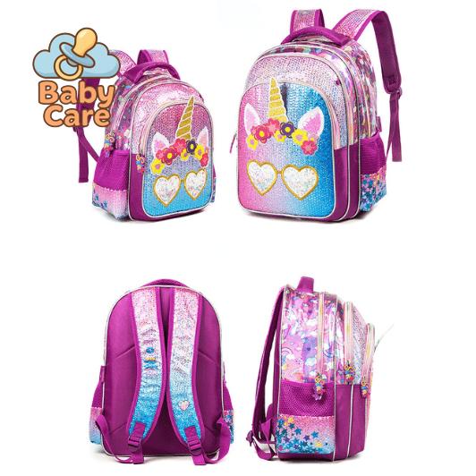 Cartable licorne sequin avec trousse - détail du produit