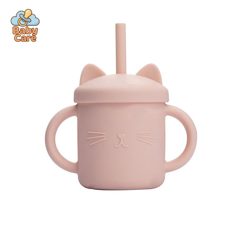 Tasse Paille en Silicone Chat |  Baby Care - vue de profil