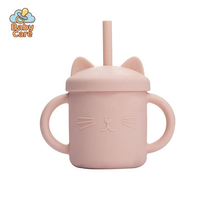 Tasse Paille en Silicone Chat |  Baby Care - vue de profil
