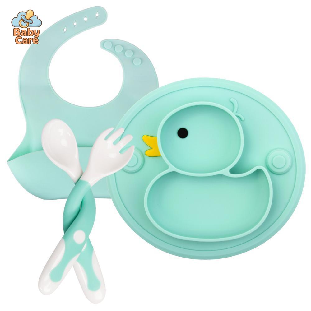 Coffret Repas Bébé en Silicone Canard |  Baby Care - photo lifestyle