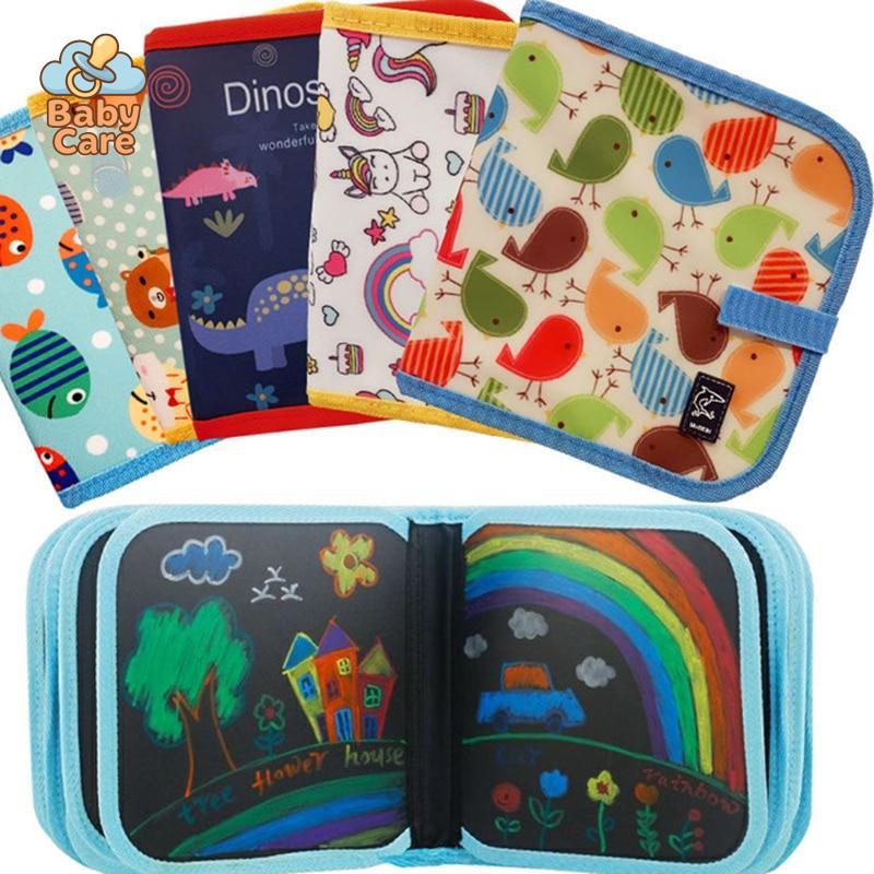 Cahier à Dessin Ardoise avec 12 Craies Effaçables - vue de profil