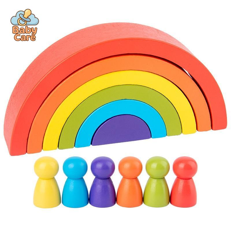 Blocs à Empiler Montessori Arc-en-Ciel |  Baby Care - vue de profil