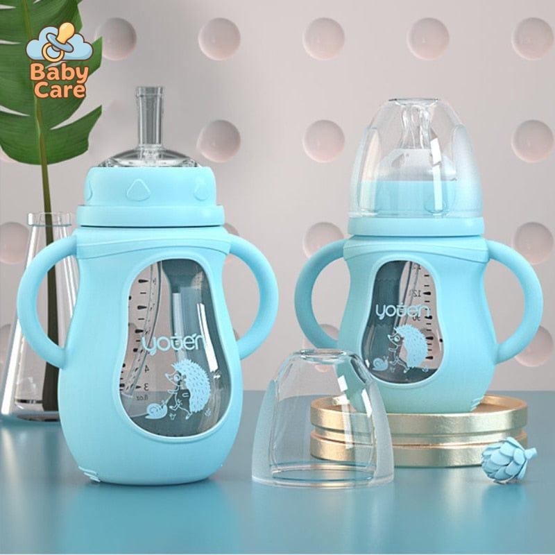 Biberon en verre protection silicone - vue de profil