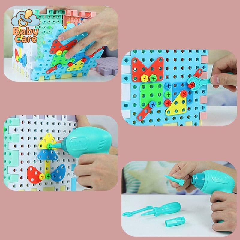 Jeu de construction électrique à visser 3D pour enfants - zoom sur la matière