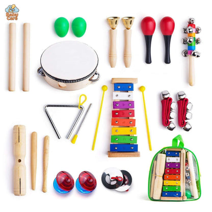 Coffret 12 Mini Instruments de Musique avec Sac à Dos |  Baby Care - vue de profil