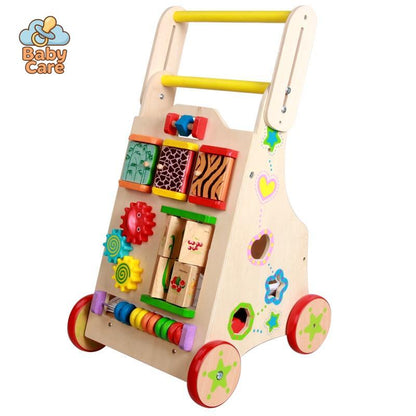 Trotteur en Bois avec Jeux d'Éveil - vue de profil