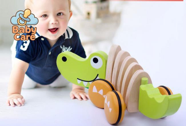 Chien et Crocodile en Bois à Tirer - détail du produit