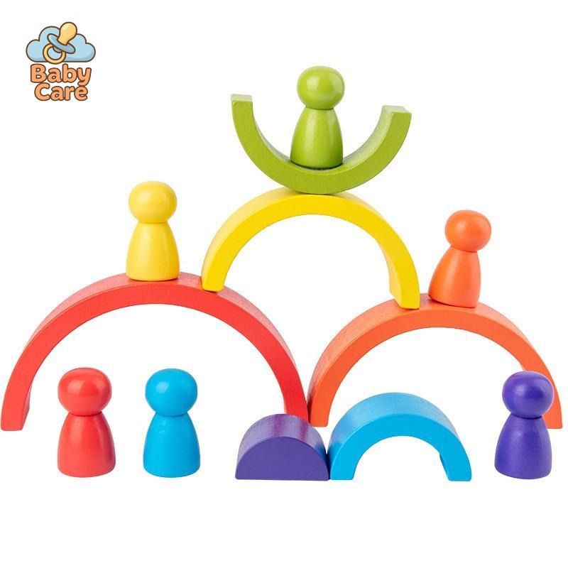 Blocs à Empiler Montessori Arc-en-Ciel |  Baby Care - zoom sur la matière