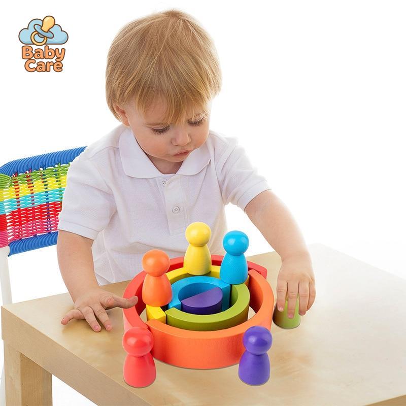 Blocs à Empiler Montessori Arc-en-Ciel |  Baby Care - utilisation en situation