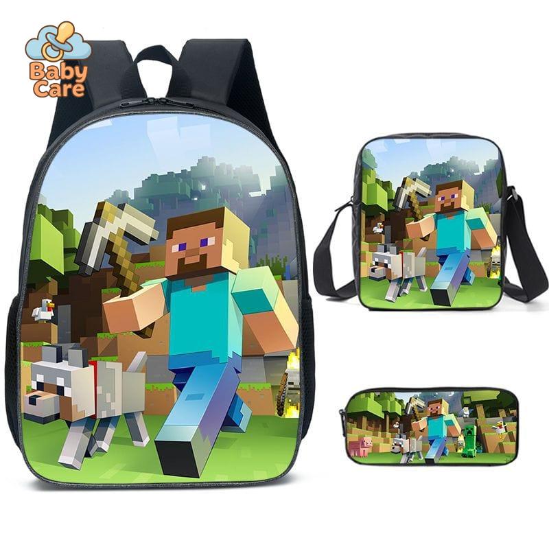 Cartable Minecraft Imprimé Jeu Vidéo - vue de profil