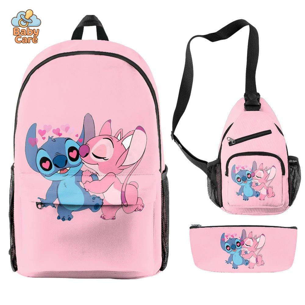 Cartable Stitch Ensemble 3 Pièces Sac et Trousse - vue de profil