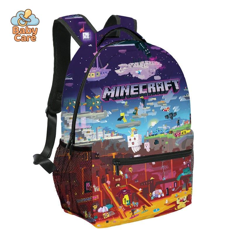 Cartable Minecraft Design Imprimé Jeu Vidéo - vue de profil