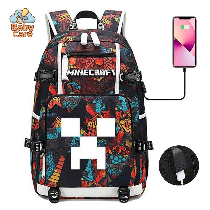 Cartable Minecraft Poches Pratiques École - vue de profil