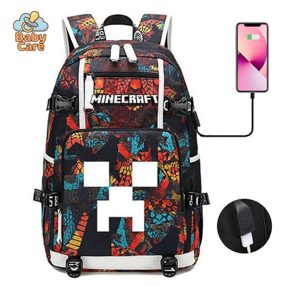 Cartable Minecraft Poches Pratiques École - vue de profil