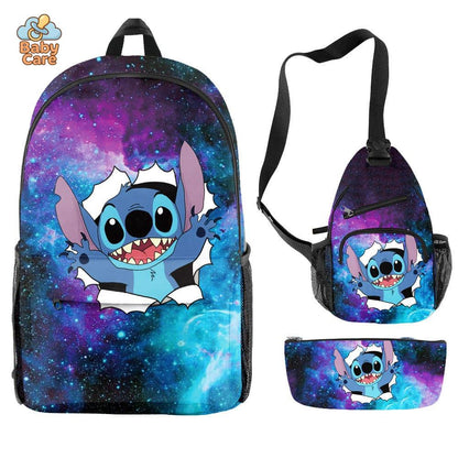 Cartable Stitch Ensemble 3 Pièces Sac et Trousse - utilisation en situation