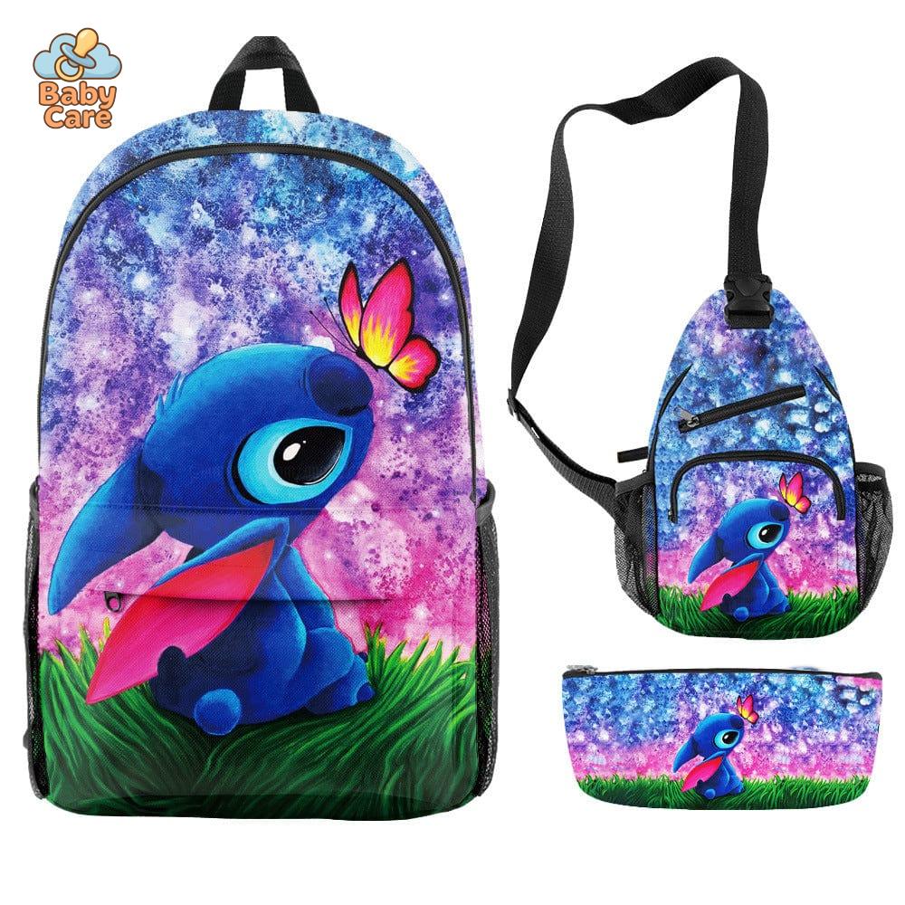 Cartable Stitch Ensemble 3 Pièces Sac et Trousse - photo lifestyle