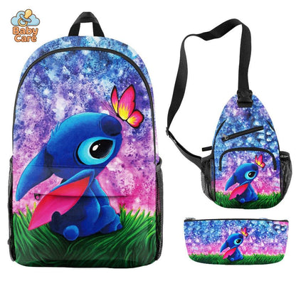 Cartable Stitch Ensemble 3 Pièces Sac et Trousse - photo lifestyle