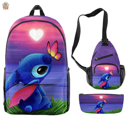 Cartable Stitch Ensemble 3 Pièces Sac et Trousse - photo 19