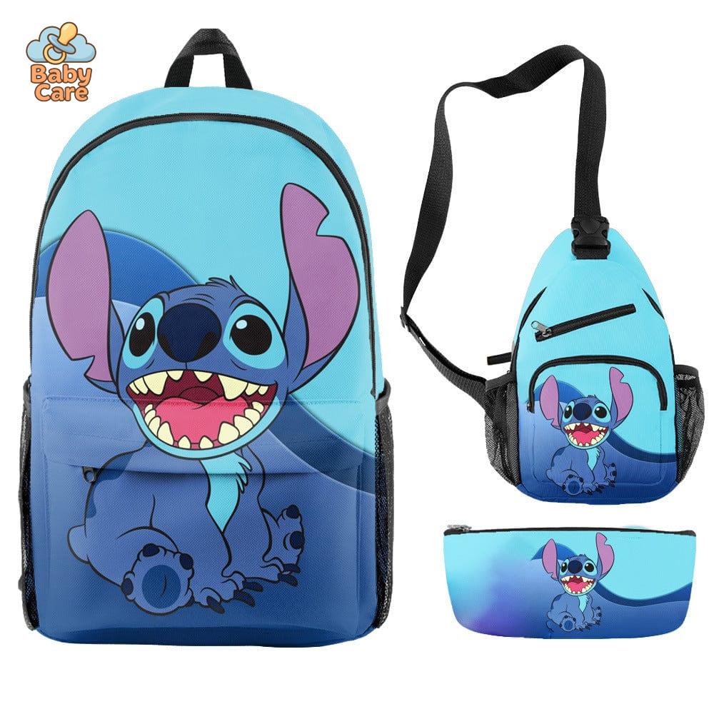 Cartable Stitch Ensemble 3 Pièces Sac et Trousse - détail du produit