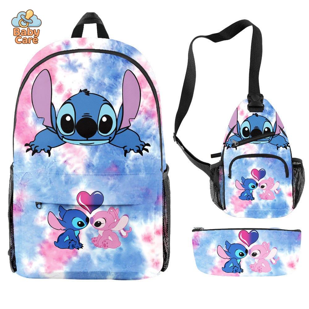 Cartable Stitch Ensemble 3 Pièces Sac et Trousse - zoom sur la matière