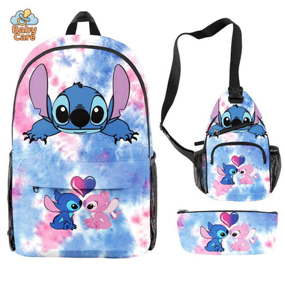 Cartable Stitch Ensemble 3 Pièces Sac et Trousse - zoom sur la matière