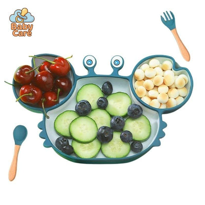Assiette Silicone Bébé Crabe |  Baby Care - vue de profil