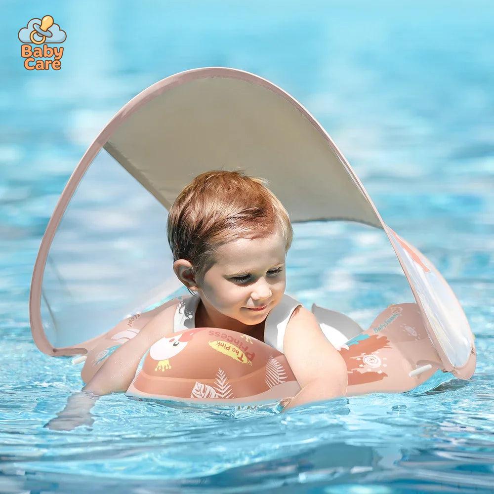 Bouée pour bébé Rose avec ombrelle – flotteur pour bébé - détail du produit