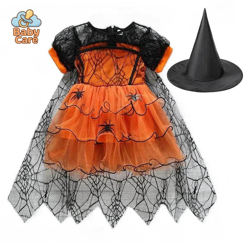 Costume de Sorcière Multicolore Enfant avec Chapeau - zoom sur la matière