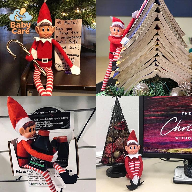 Lutin Farceur de Noël – Garçon Elfie – Peluche Elfe Rouge 40cm - utilisation en situation