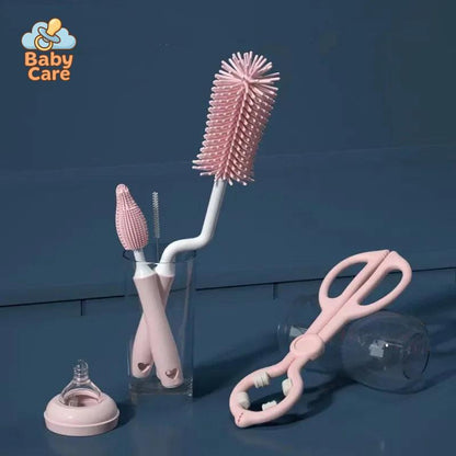 Ensemble de brosse à biberon et tétine – Goupillon à biberon - utilisation en situation