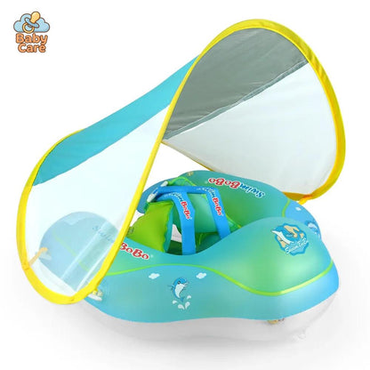 Bouée pour bébé Bleu avec ombrelle – flotteur pour bébé - vue de profil