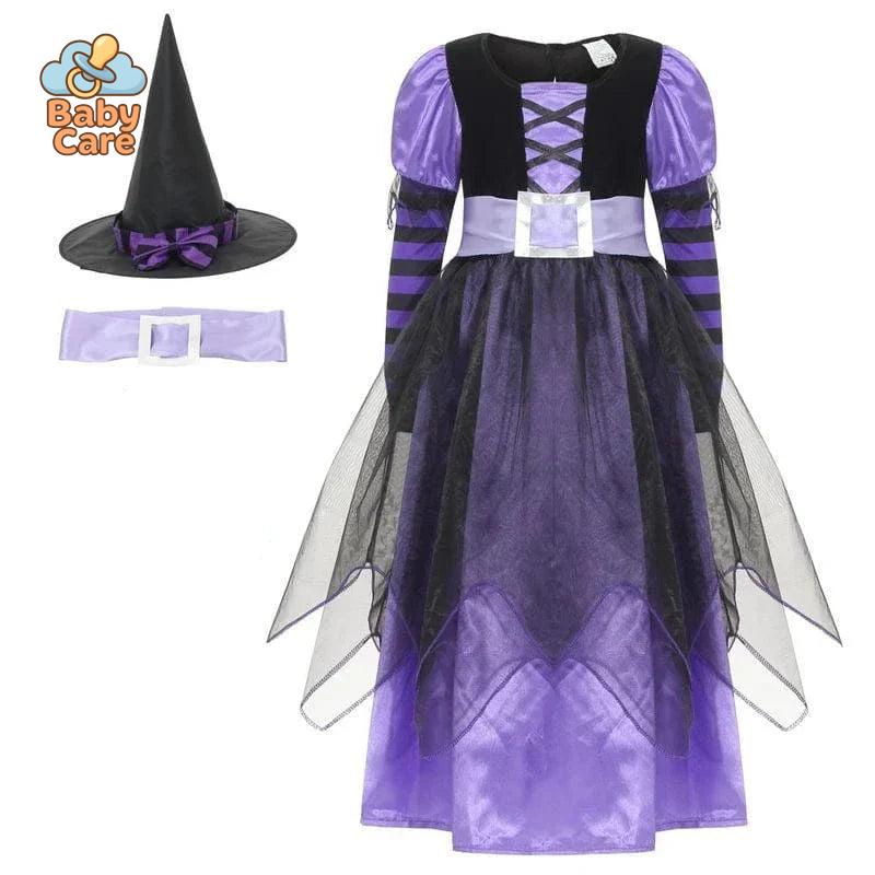 Costume de Sorcière Multicolore Enfant avec Chapeau - utilisation en situation