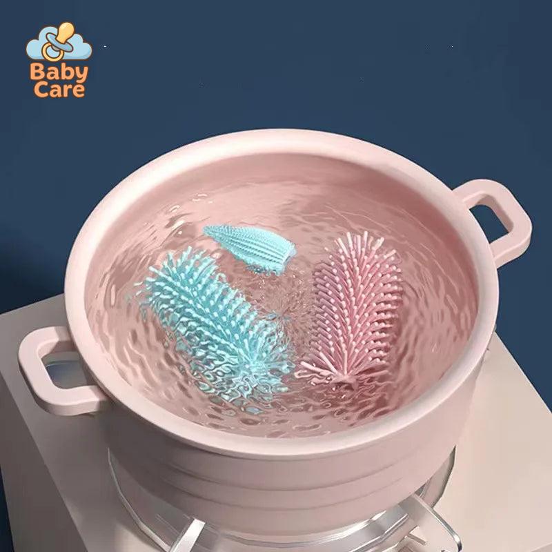 Ensemble de brosse à biberon et tétine – Goupillon à biberon - photo lifestyle