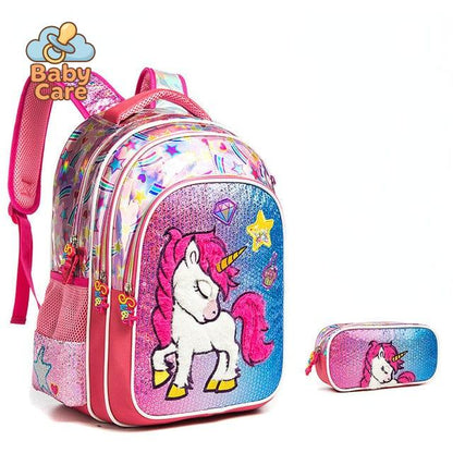 Cartable licorne sequin avec trousse - packaging du produit