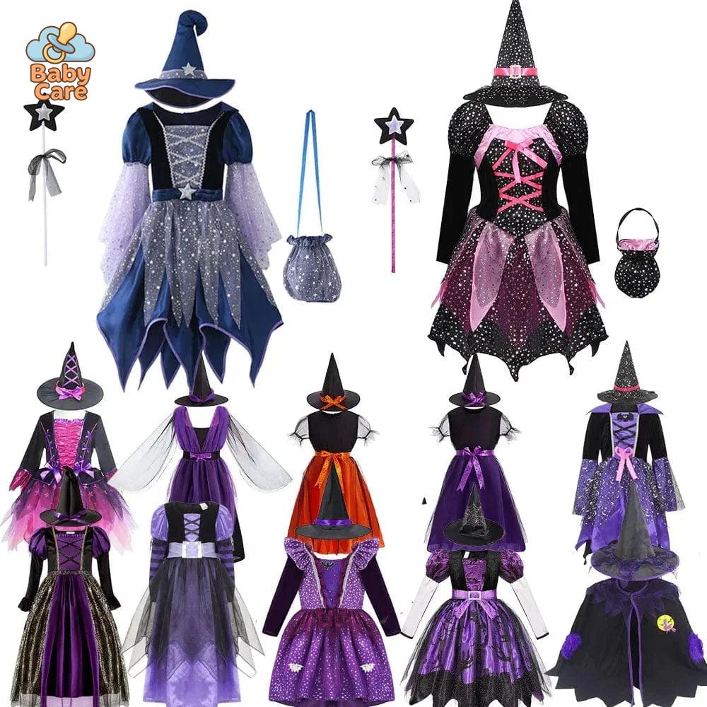 Costume de Sorcière Multicolore Enfant avec Chapeau - vue de profil