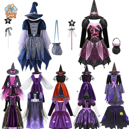 Costume de Sorcière Multicolore Enfant avec Chapeau - vue de profil