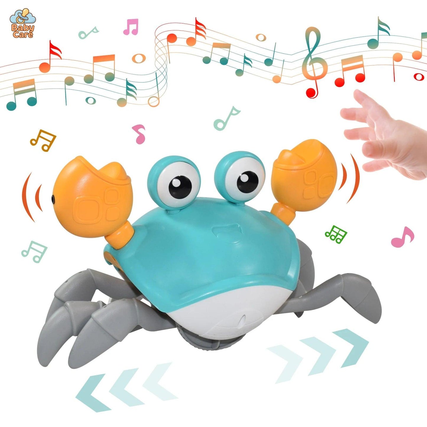 Jouet d’éveil pour bébé crabe rampant avec lumières et musique - zoom sur la matière