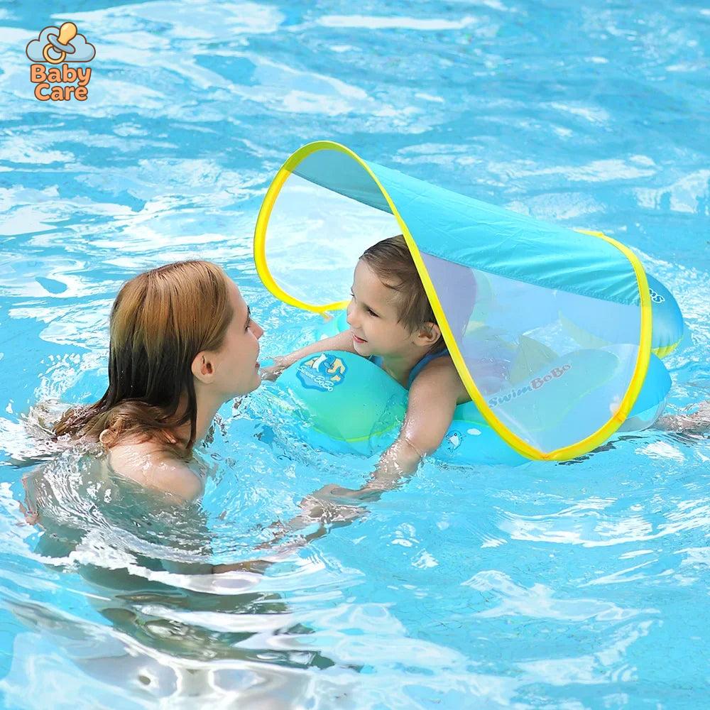 Bouée pour bébé Bleu avec ombrelle – flotteur pour bébé - zoom sur la matière