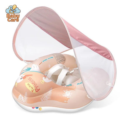 Bouée pour bébé Rose avec ombrelle – flotteur pour bébé - vue de profil