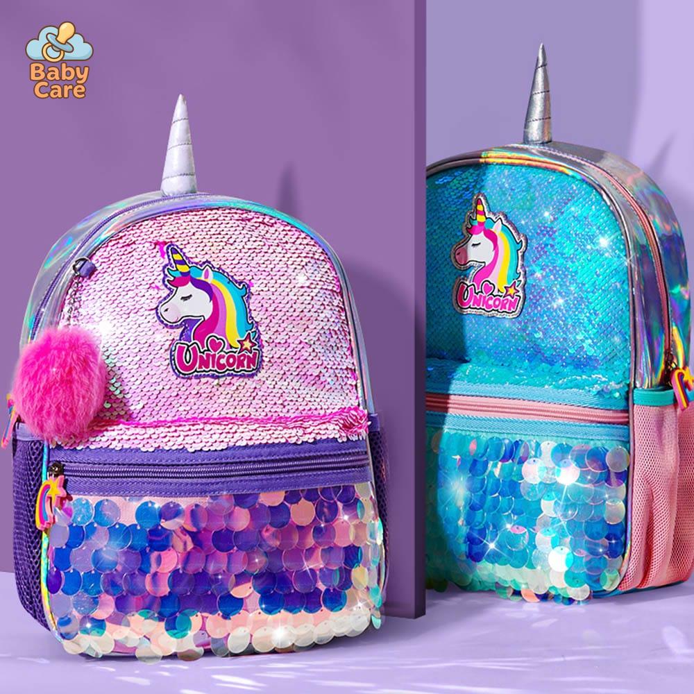 Cartable licorne à paillettes réversible - photo lifestyle