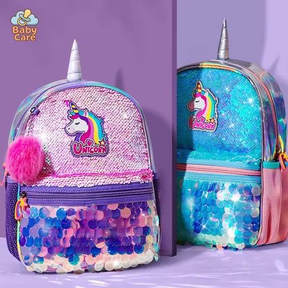 Cartable licorne à paillettes réversible - photo lifestyle