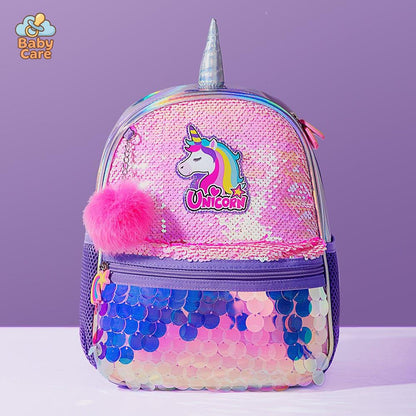 Cartable licorne à paillettes réversible - zoom sur la matière